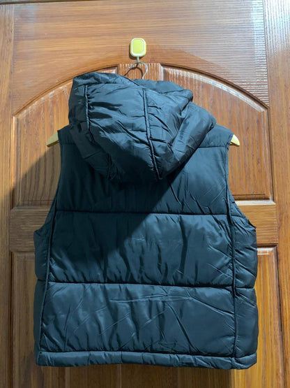 ZARA|S|BUST 20.5|BLACK HOODED PUFFER VEST