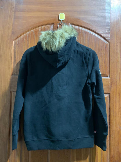 SUPER DRY|L|BUST 19.5|TRACK & FIELD FAUX FUR LINED ZIP HOODIE Black