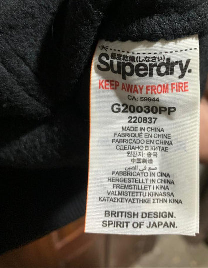 SUPER DRY|L|BUST 19.5|TRACK & FIELD FAUX FUR LINED ZIP HOODIE Black