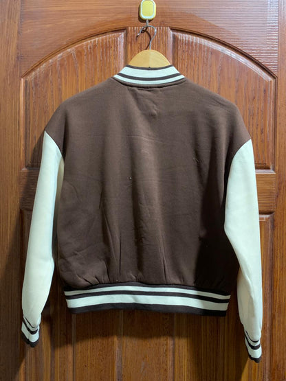SHEIN |S |BUST 21|CHOCOLATE VARSITY GRAPHIC JACKET