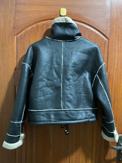 FLAM MODES|L|BUST 22|BLANKNYC WOMEN'S SHERPA BONDED MOTO JACKET