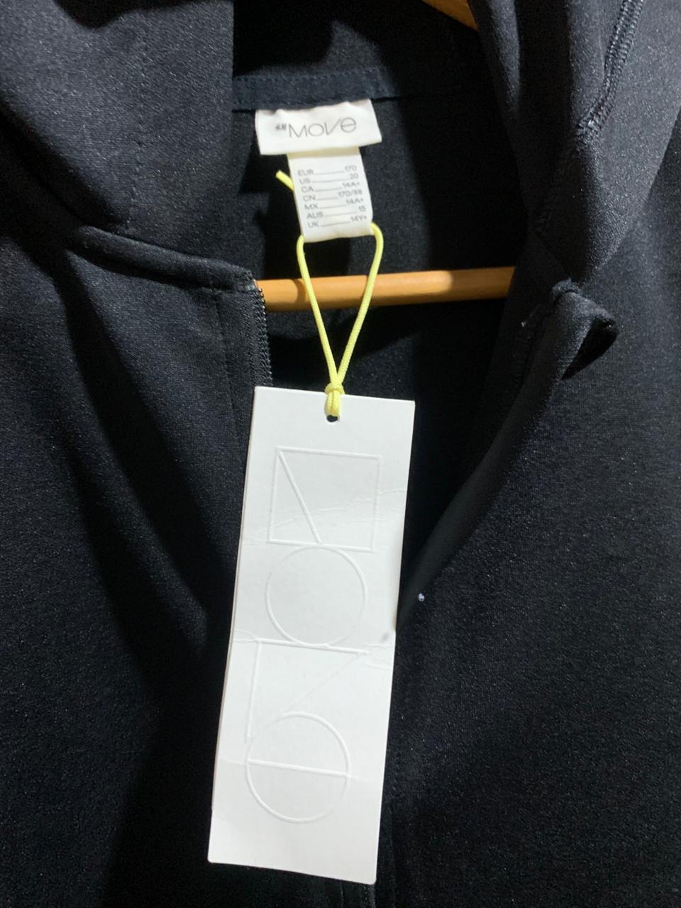 H&M MOVE|M|BUST 21| BLACK ZIP-UP HOODIE WITH WHITE SIDE STRIPES