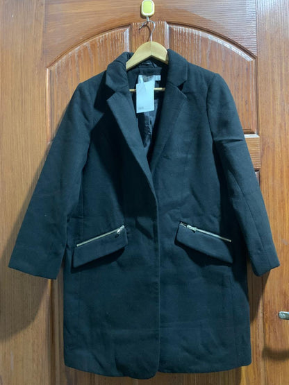 ASOS|M|BUST 21| BLACK CLASSIC COAT WITH ZIPPER POCKETS