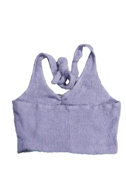 SHEIN|L|BUST 15|Halter neck knitted Purple Top with Strass