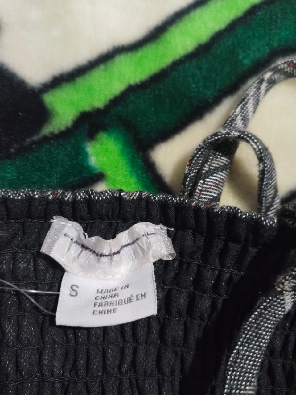 Grey Plaid Button Front Crop Top|S |BUST 14