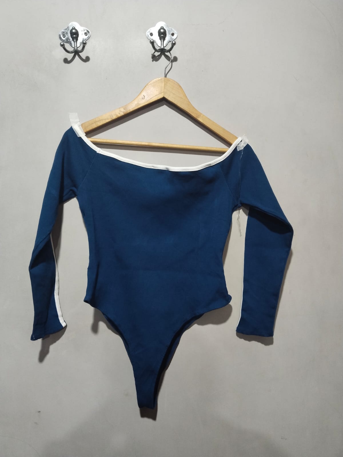 FASHION NOVA|2X|BUST 16|Blue Off the Shoulder Long Sleeve Bodysuit