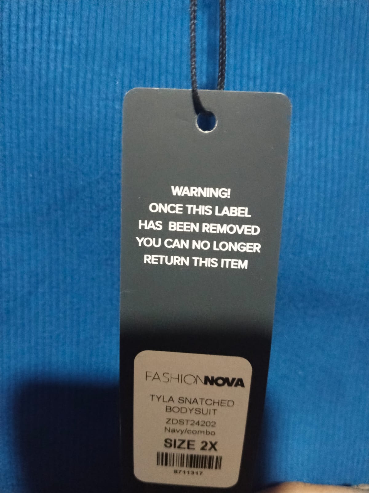 FASHION NOVA|2X|BUST 16|Blue Off the Shoulder Long Sleeve Bodysuit