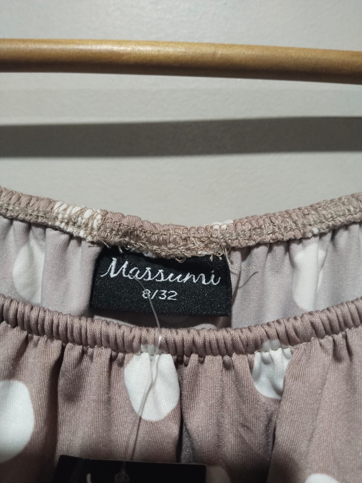 MASSUMI|M|BUST 15|Off The Shoulder Polka Dot Bodysuit