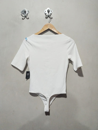 EXPRESS |XS|BUST 15|Mixed Media Boat Neck Bodysuit