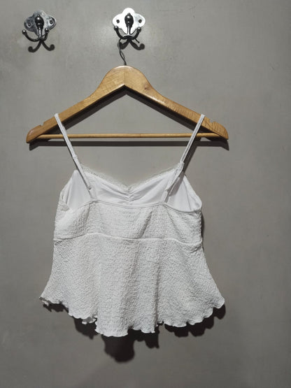 SHEIN |S|BUST 14|Twist Front Textured Crop Cami Top