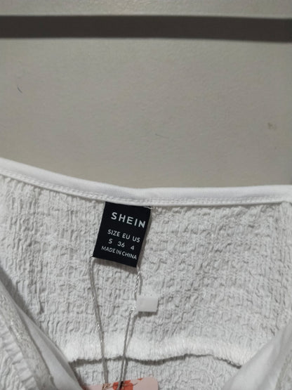 SHEIN |S|BUST 14|Twist Front Textured Crop Cami Top