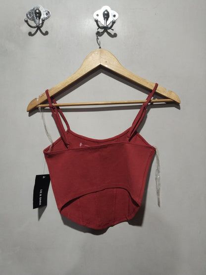 LIZ & SARA|S|BUST 13|Shape Red Corset Style Crop Top