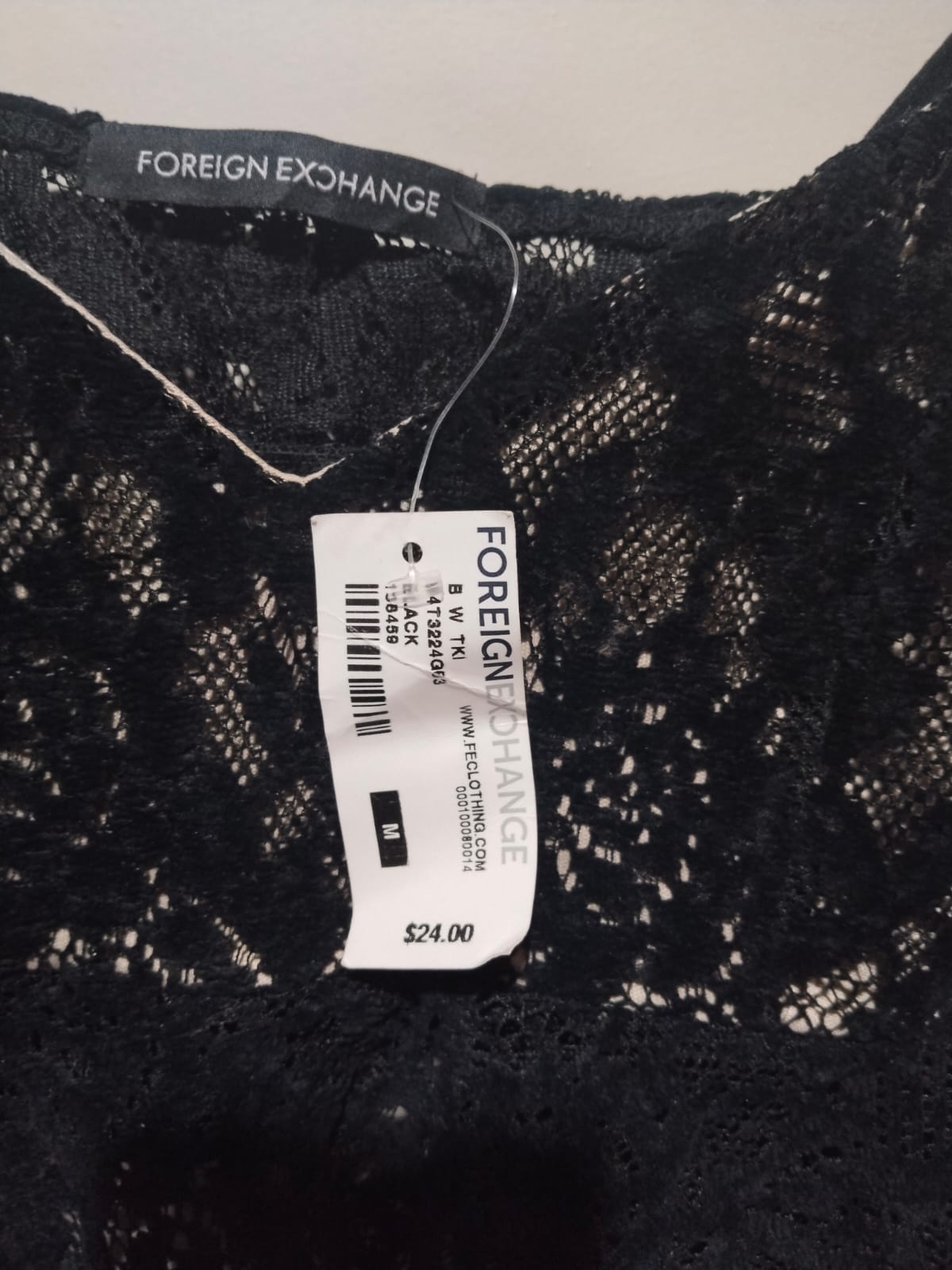 FOREIGN EXCHANGE|M|BUST 15|Black Lace Peplum Tank