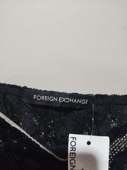 FOREIGN EXCHANGE|M|BUST 15|Black Lace Peplum Tank
