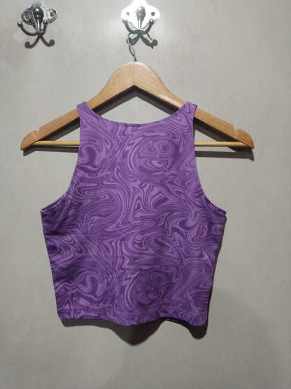 ZOOZATZ|S|BUST 14|Clemson First Down Cropped Tank in Purple