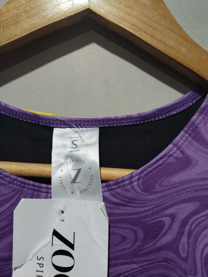 ZOOZATZ|S|BUST 14|Clemson First Down Cropped Tank in Purple