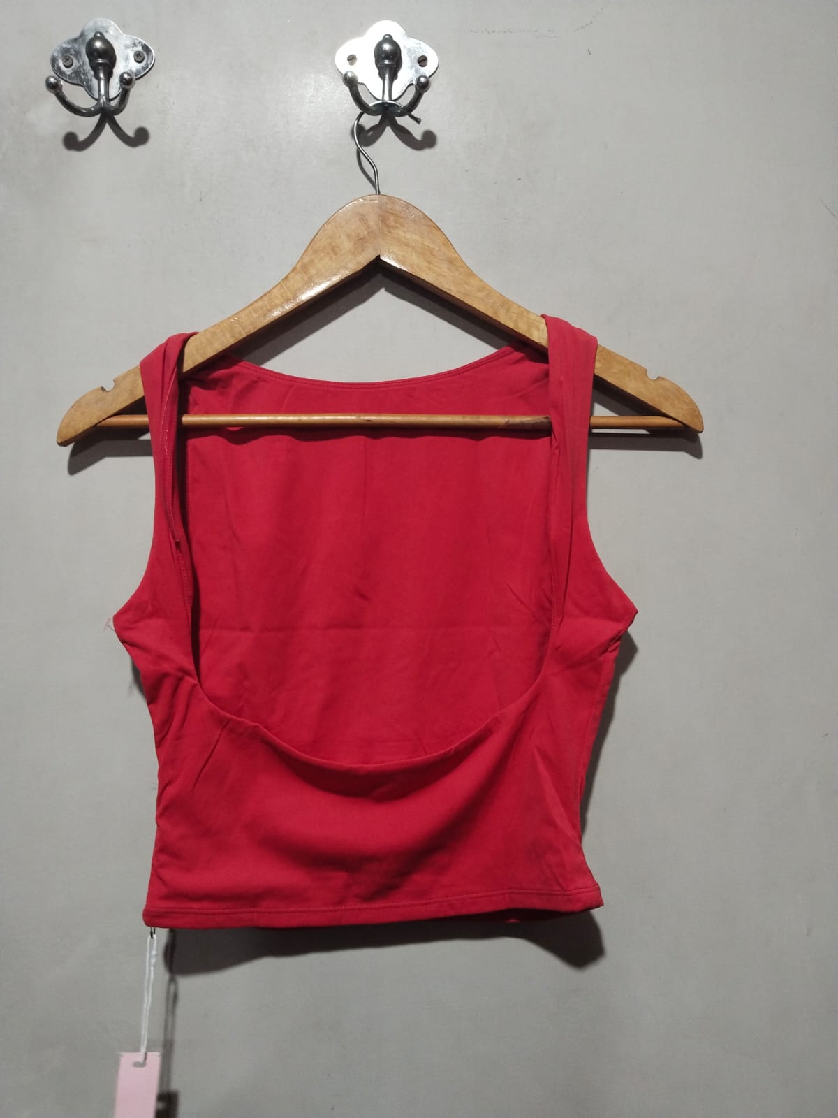 QINSEN|M|BUST 14|Red Scoop Neck Crop Tank Top