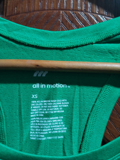 ALL IN MOTION |XS|BUST 15|Glam Green Ribbed Racerback Tank Top