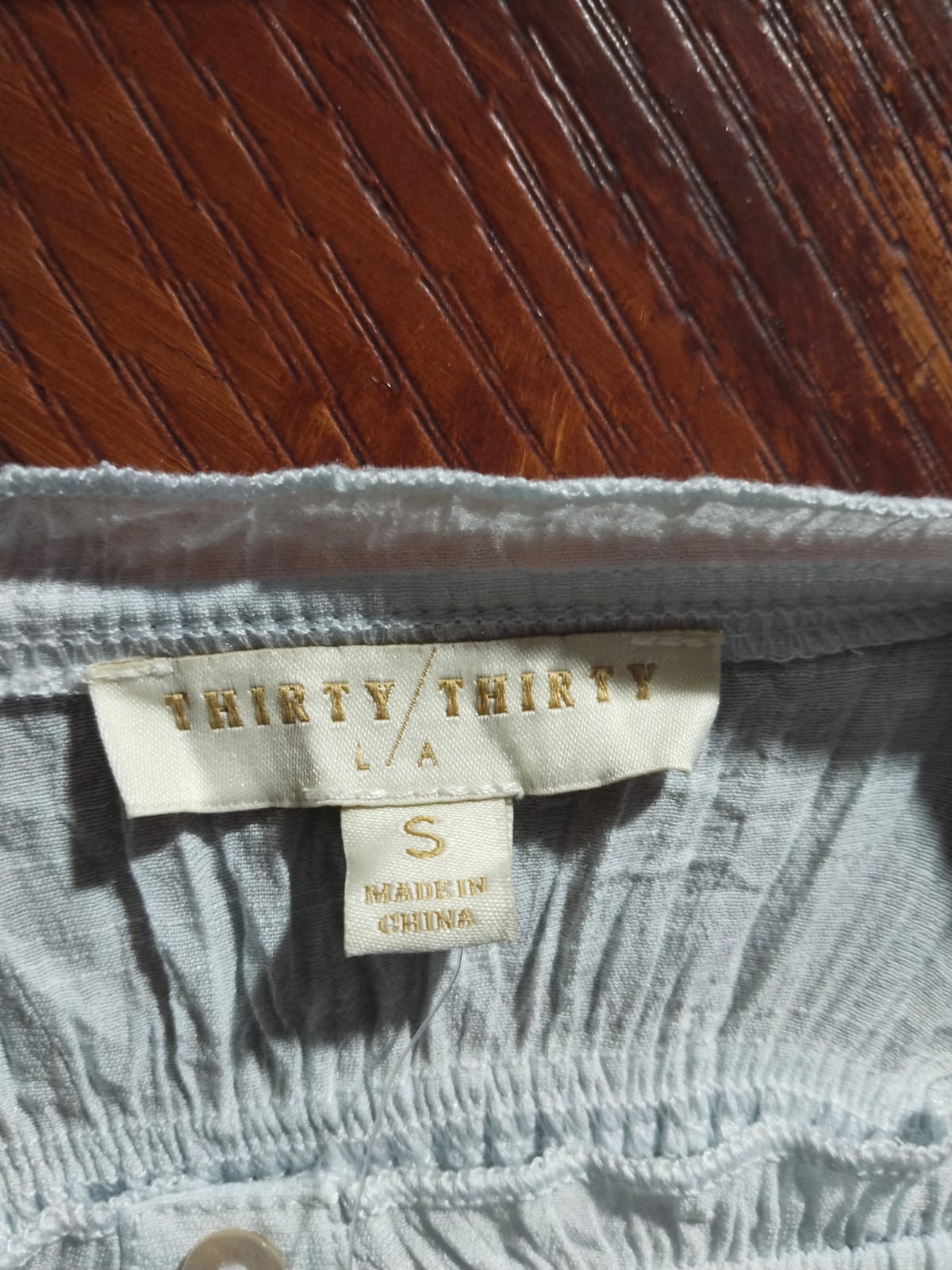 THIRTY/THIRTY| S|BUST 13|Blue Smocked Ruffle Crop Top