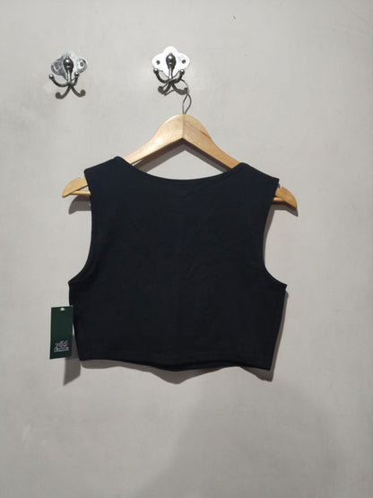 WILD FABLE|L|BUST 16|Ribbed Seamless Crop Top Square Neck Black