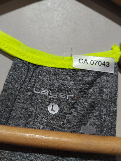 LAYER|L|BUST18.5|Grey Marl Racerback Performance Top