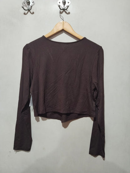 BP NORDSTORM|XL|BUST 18.5|Dark Brown Ring Detail Cut Out Long Sleeve Top