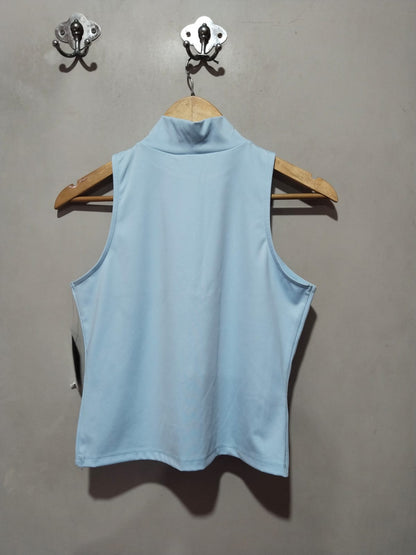NO BOUNDARIES|M|BUST 16| Blue Mock Neck Crop Top