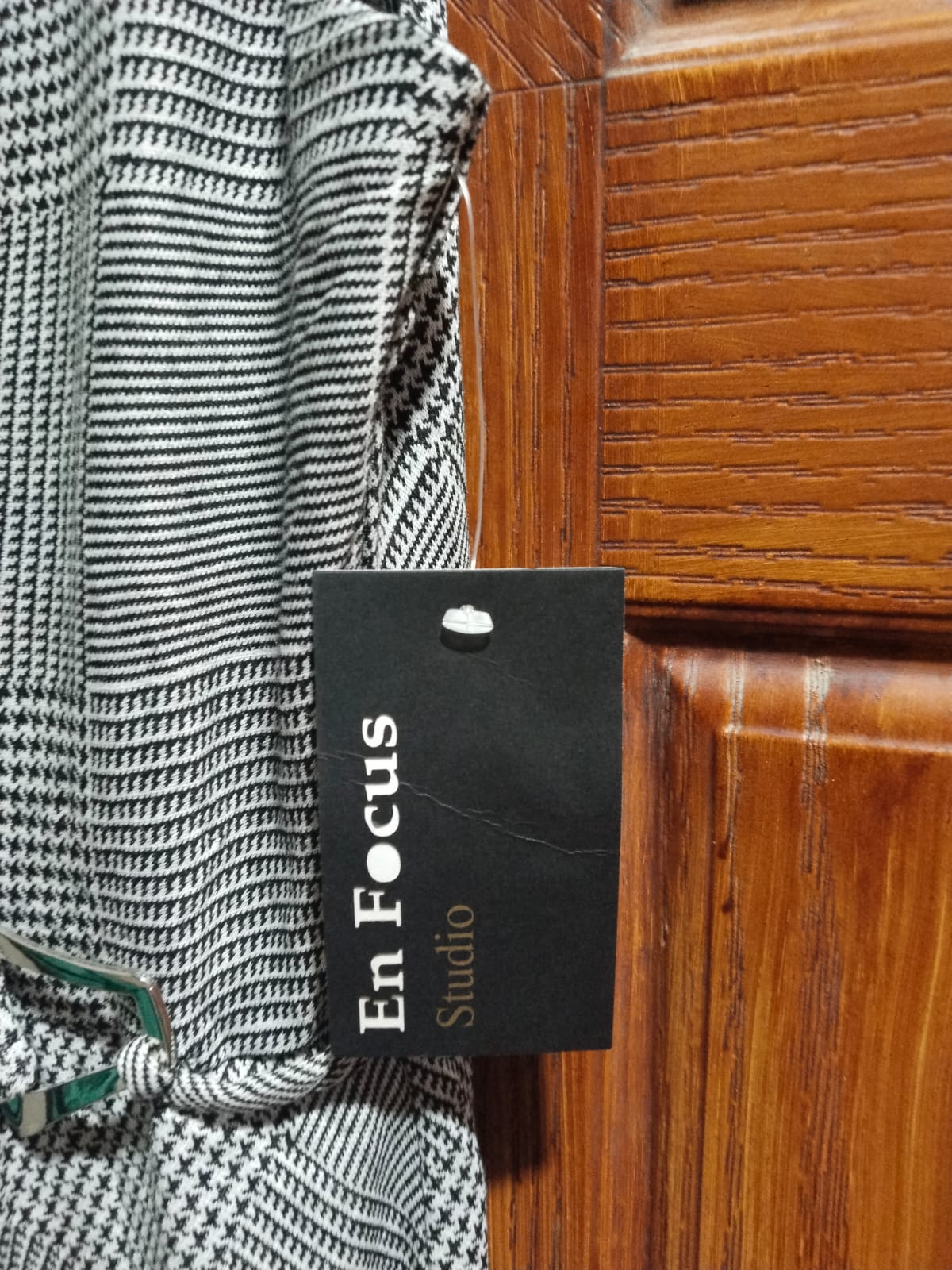 ENFOCUS STUDIO|S/M|BUST 16.5|Black and White Checkered Midi Dress