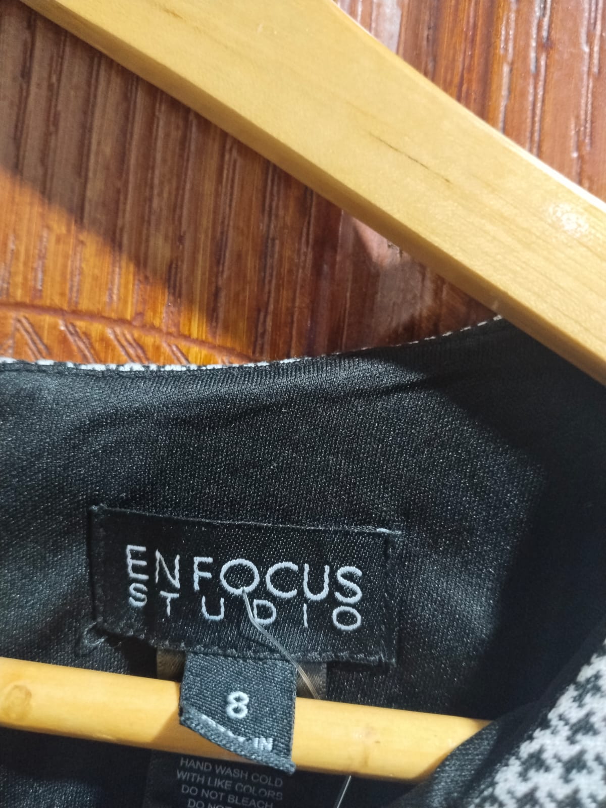 ENFOCUS STUDIO|S/M|BUST 16.5|Black and White Checkered Midi Dress