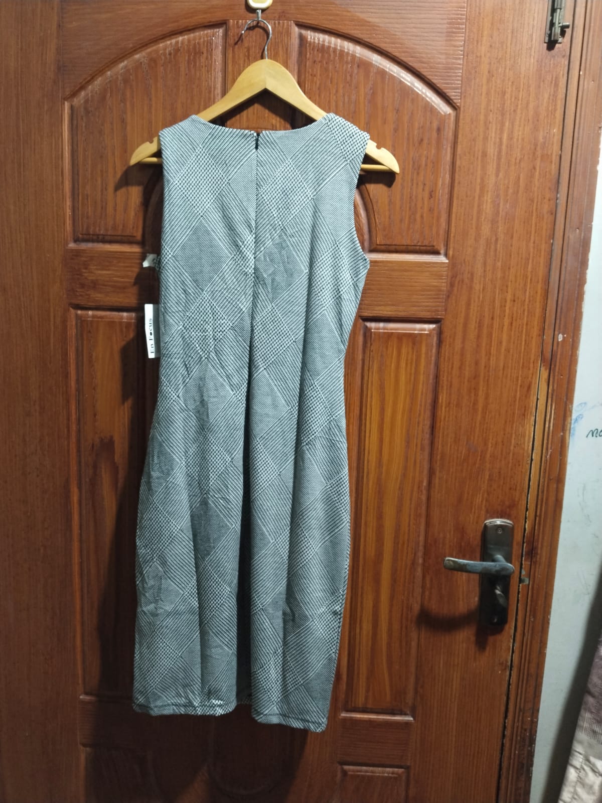 ENFOCUS STUDIO|S/M|BUST 16.5|Black and White Checkered Midi Dress