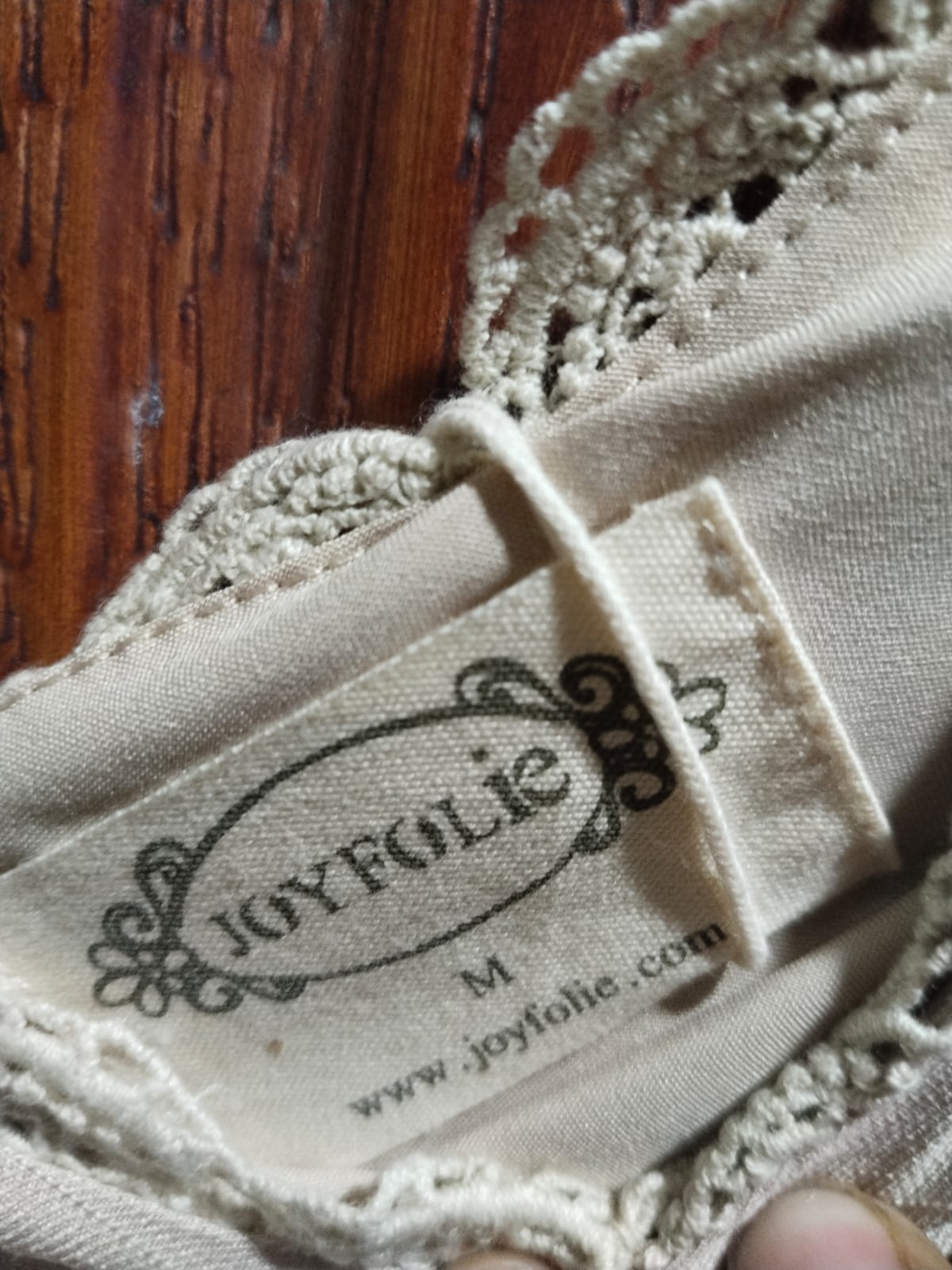 JOYFOLIE|M|BUST 17| C3| Beige Maxi Dress With Lace Trim