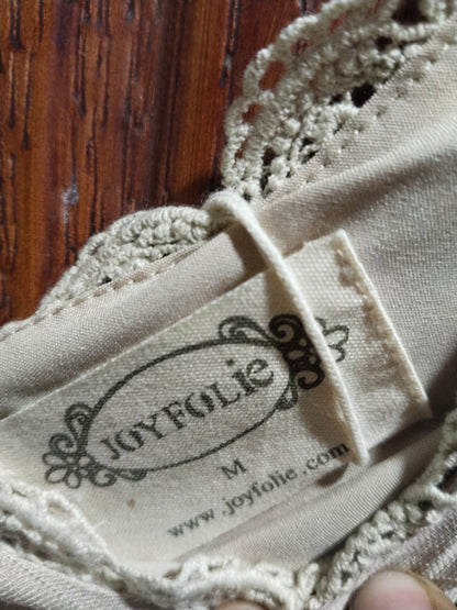 JOYFOLIE|M|BUST 17| C3| Beige Maxi Dress With Lace Trim