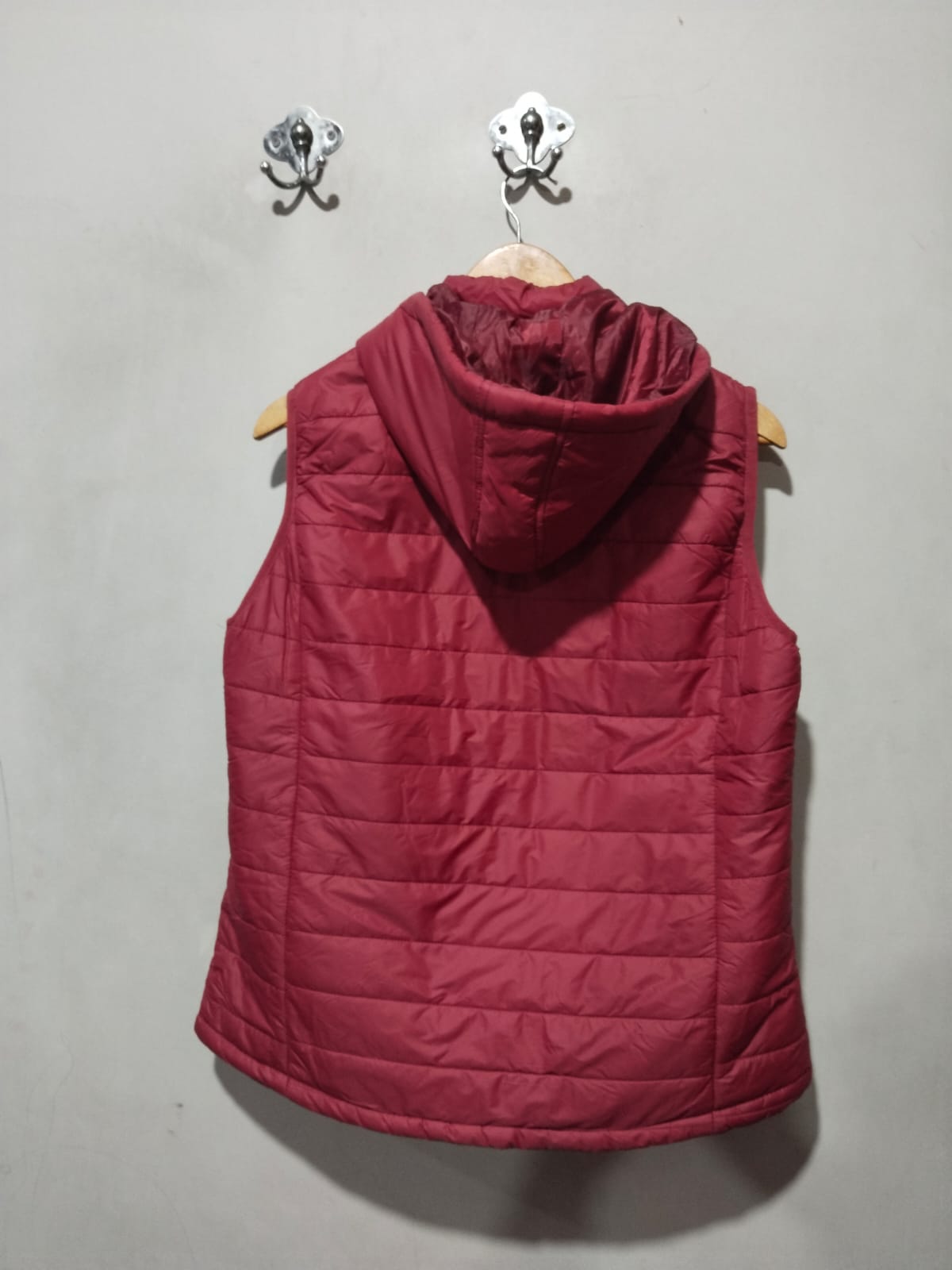 RIVERS WOMENS|L|BUST 21|Red Hooded Padded Gilet With Zip Pockets