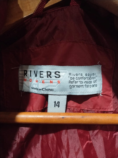 RIVERS WOMENS|L|BUST 21|Red Hooded Padded Gilet With Zip Pockets