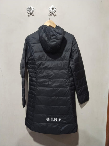 ANKO ACTIVE|M|BUST 19|Black long quilted puffer coat with hood