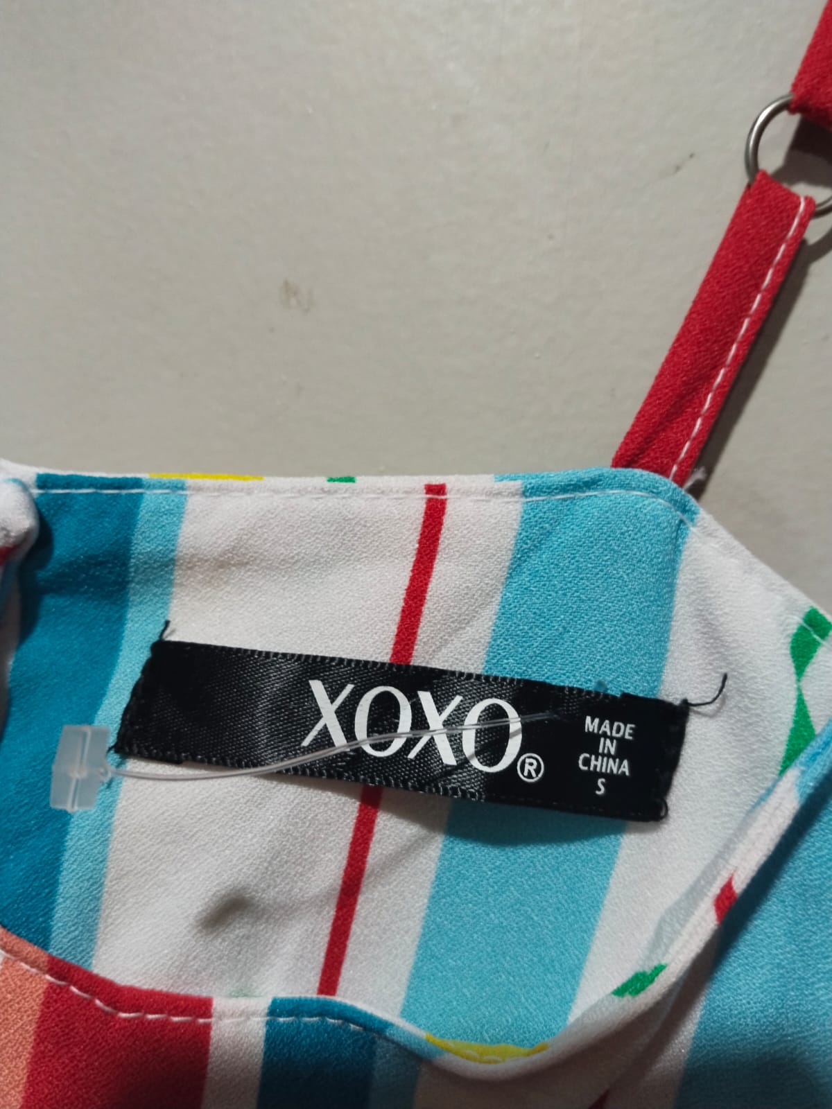 XOXO|S|BUST 15| Women's Juniors Blue Striped Spaghetti Strap Maxi Romper