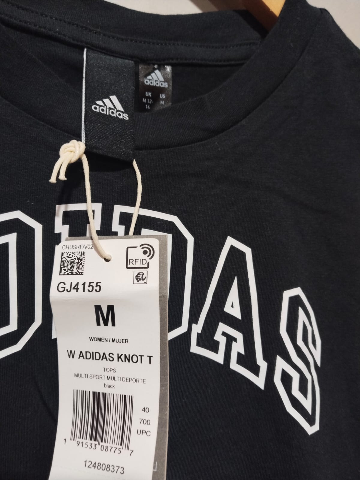 ADIDAS|M|BUST 17.5|Crew-Neck T-Shirt with Front Knot