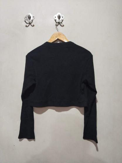 ISABEL|S|BUST 19|Ribbed Crop Top Long Sleeve Black