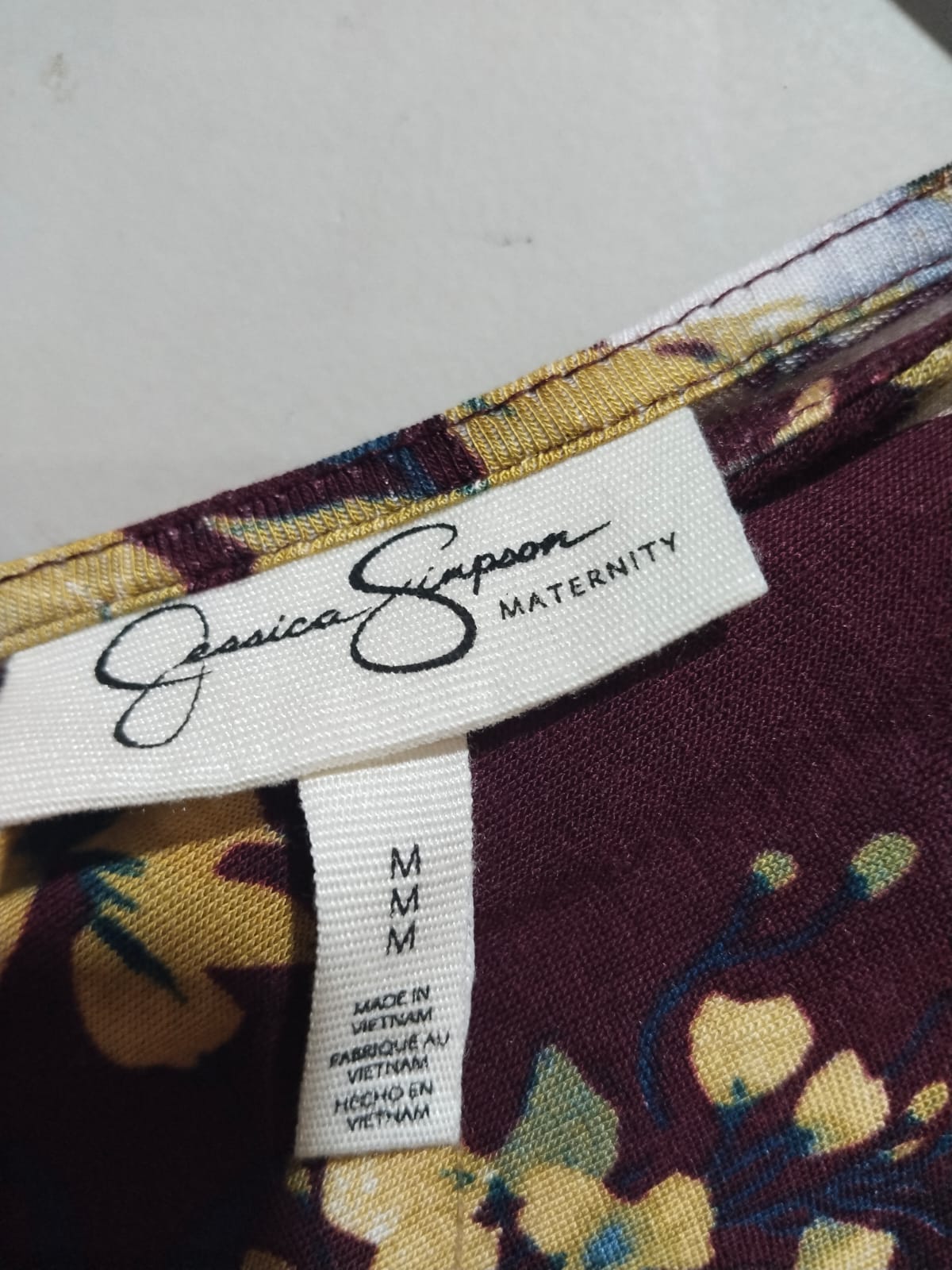 JESSICA SIMPSON|M|BUST 18.5|C4|Burgundy Blue And Brown Long Sleeve Dress