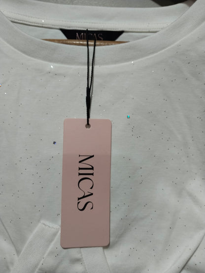 MICAS|XL|BUST 18|Rhinestone Ruched Short Sleeve T-Shirt