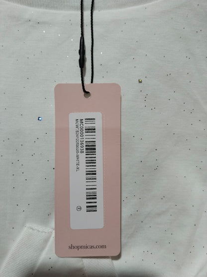 MICAS|XL|BUST 18|Rhinestone Ruched Short Sleeve T-Shirt