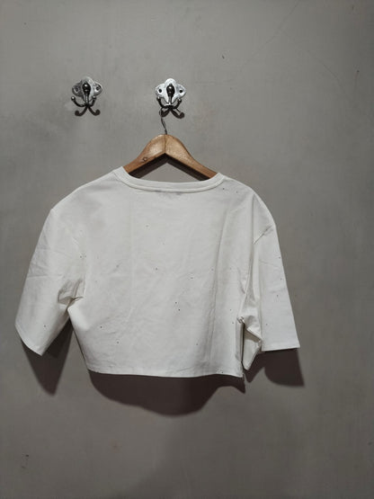 MICAS|XL|BUST 18|Rhinestone Ruched Short Sleeve T-Shirt