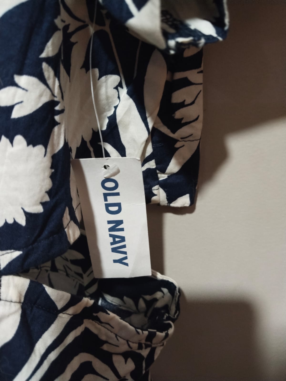 OLD NAVY|XL|BUST 20|Black & White Floral Print Belted Midi Shirt Dress