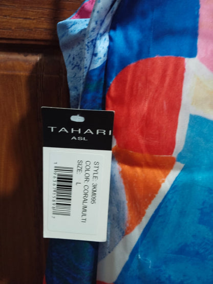 TAHARI |L|BUST 19.5| Abstract Print Matte Charmuse Maxi Dress