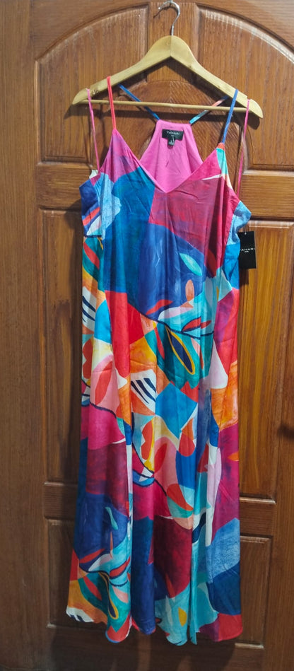 TAHARI |L|BUST 19.5| Abstract Print Matte Charmuse Maxi Dress