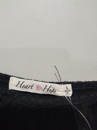 HEART HIPS|L|BUST 15Black Ribbed Spaghetti Strap Dress