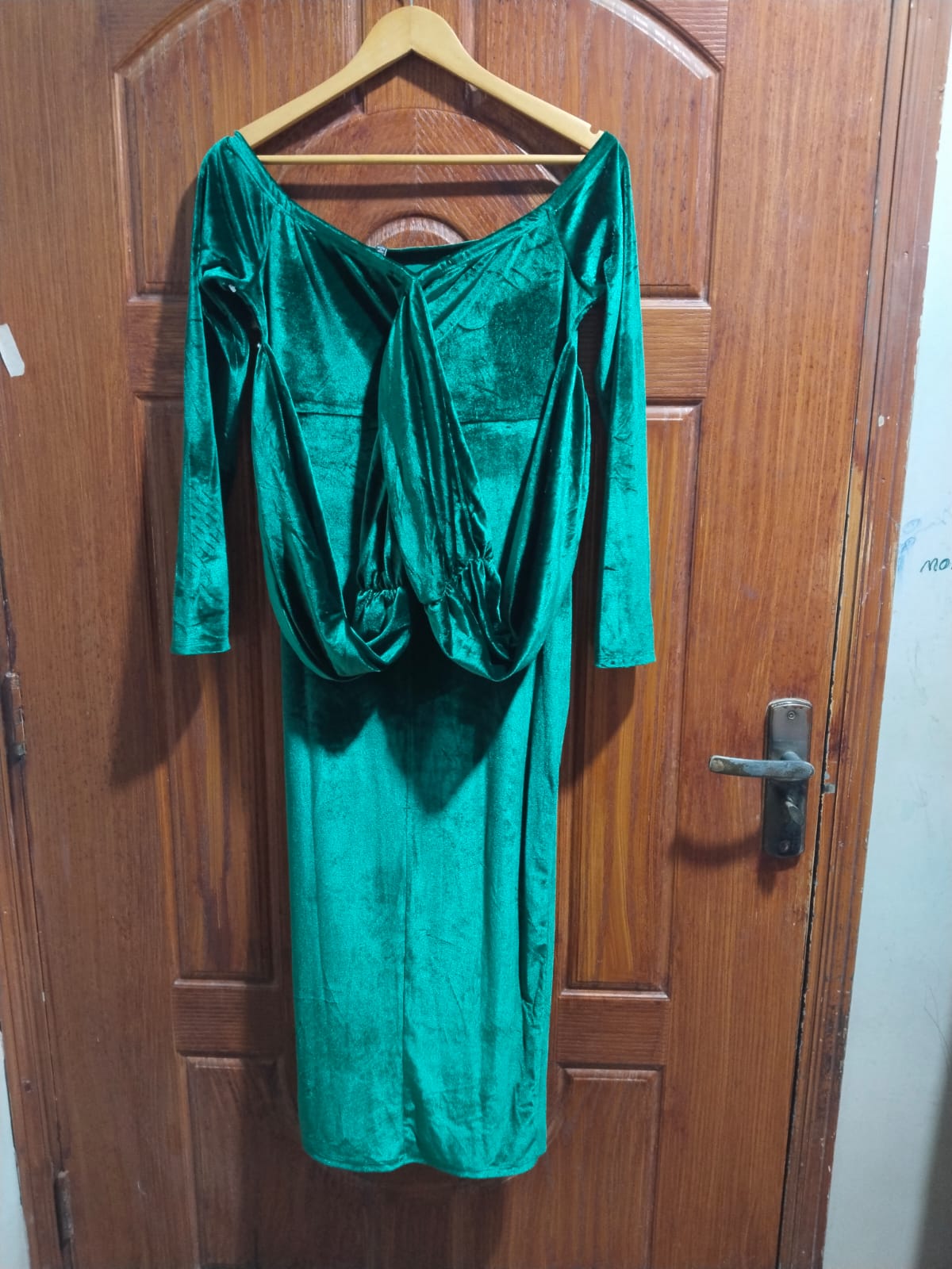 FASHION NOVA|XL|BUST 17.5|Green Velvet Devoré Ruched Front Midi Dress