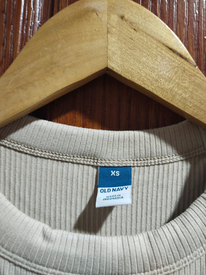 OLD NAVY|XS|BUST 11|all Beige Brown Jersey & Woven Mix Fabric Midi Dress