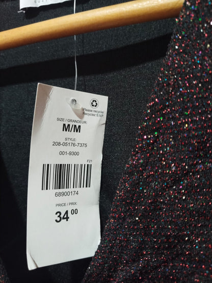 SUZY SHIER|MBUST 17|Surplice Glitter Long Sleeve Blouse