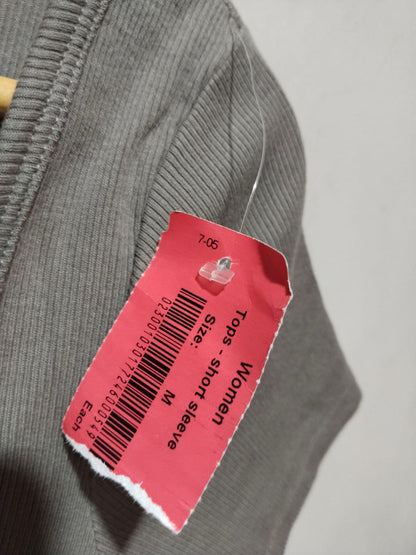 OLD NAVY|M|BUST 17|Grey short sleeve button up crop top